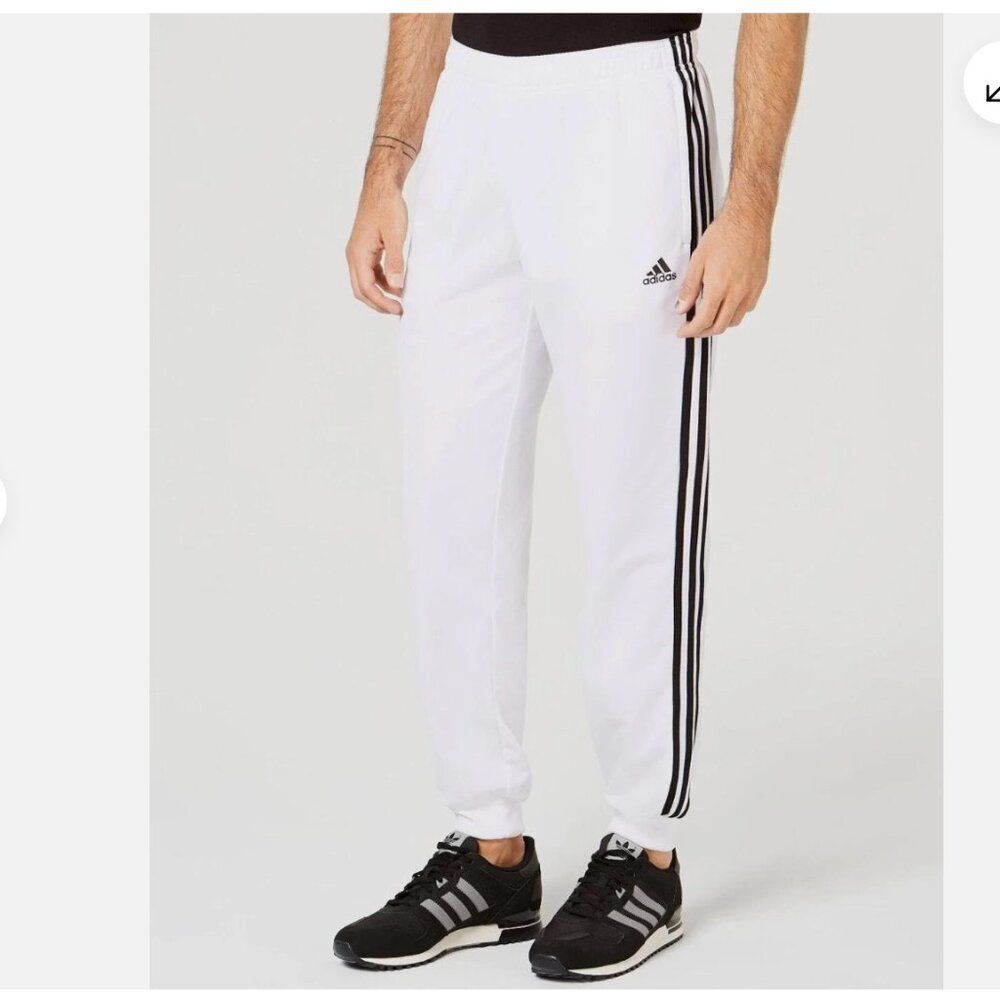 Adidas white and black Mens jogger track pants size small NWT